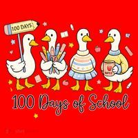 100 Days Of School Ducks Cute Goose Teacher 100th Day Santa Hat thumb 1