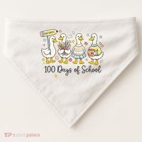 100 Days Of School Ducks Cute Goose Teacher 100th Day USA-Made Doggie Bandana thumb 0