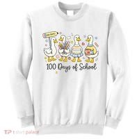 100 Days Of School Ducks Cute Goose Teacher 100th Day Sweatshirt thumb 0