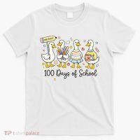 100 Days Of School Ducks Cute Goose Teacher 100th Day T-Shirt thumb 0