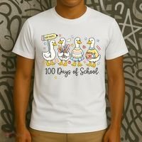 100 Days Of School Ducks Cute Goose Teacher 100th Day T-Shirt thumb 3