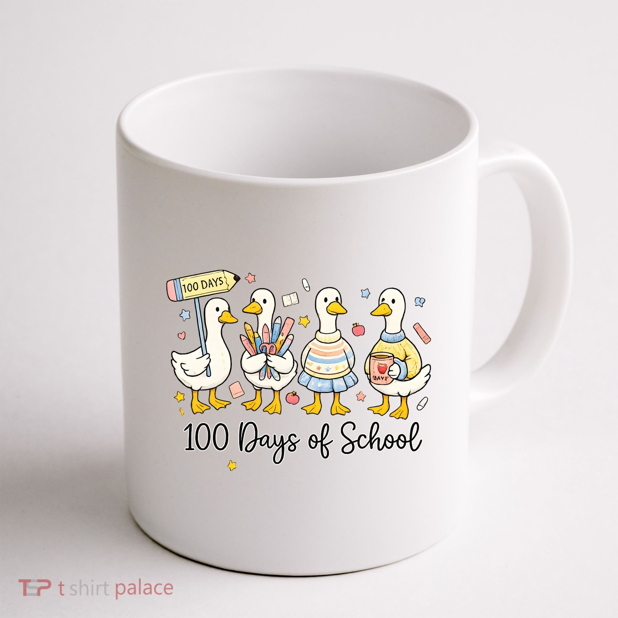 100 Days Of School Ducks Cute Goose Teacher 100th Day Coffee Mug