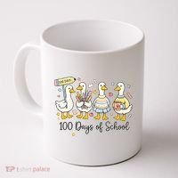 100 Days Of School Ducks Cute Goose Teacher 100th Day Coffee Mug thumb 0