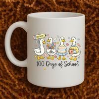 100 Days Of School Ducks Cute Goose Teacher 100th Day Coffee Mug thumb 2