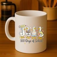 100 Days Of School Ducks Cute Goose Teacher 100th Day Coffee Mug thumb 4