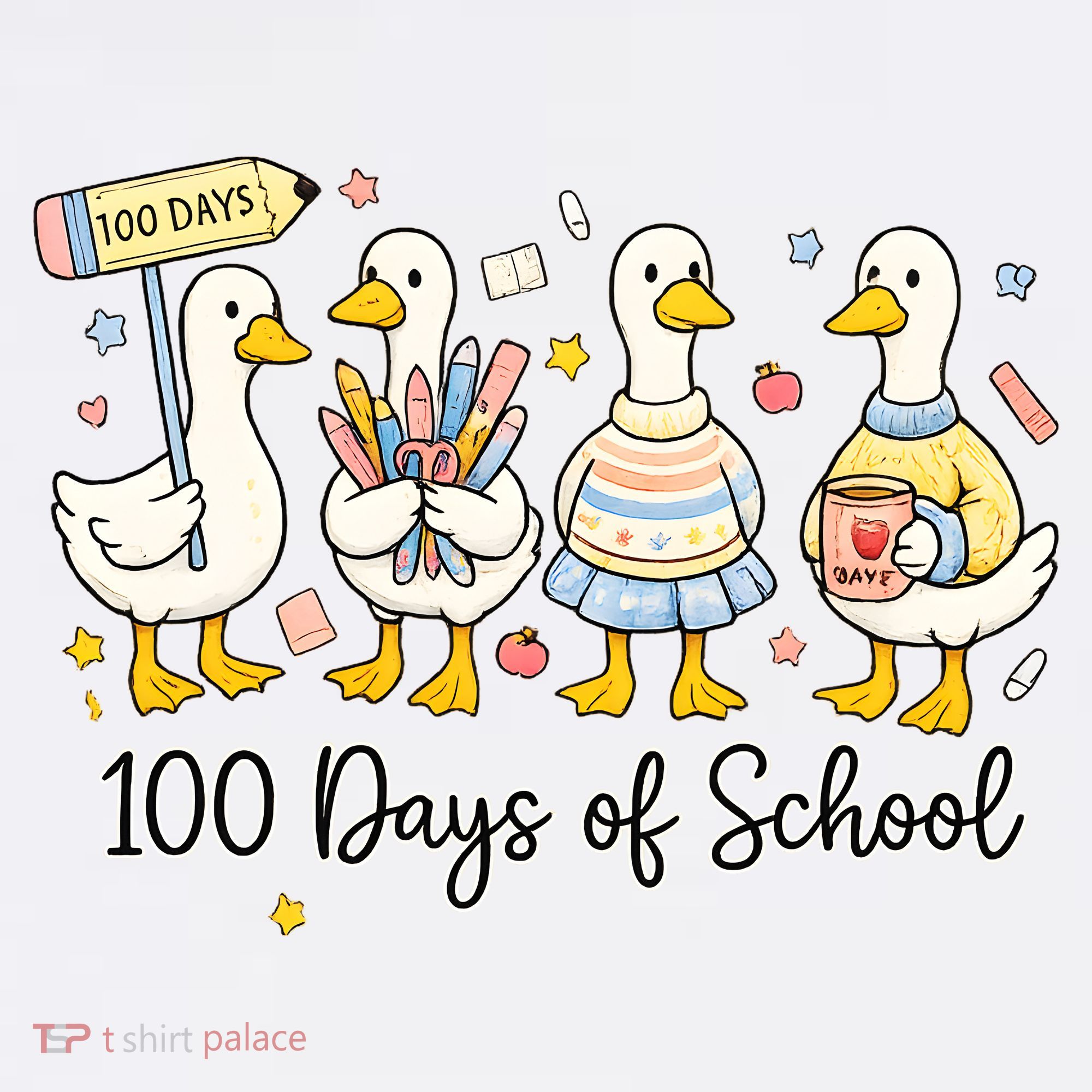 100 Days Of School Ducks Cute Goose Teacher 100th Day Women's Hoodie