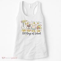 100 Days Of School Ducks Cute Goose Teacher 100th Day Women's Tank Top thumb 0