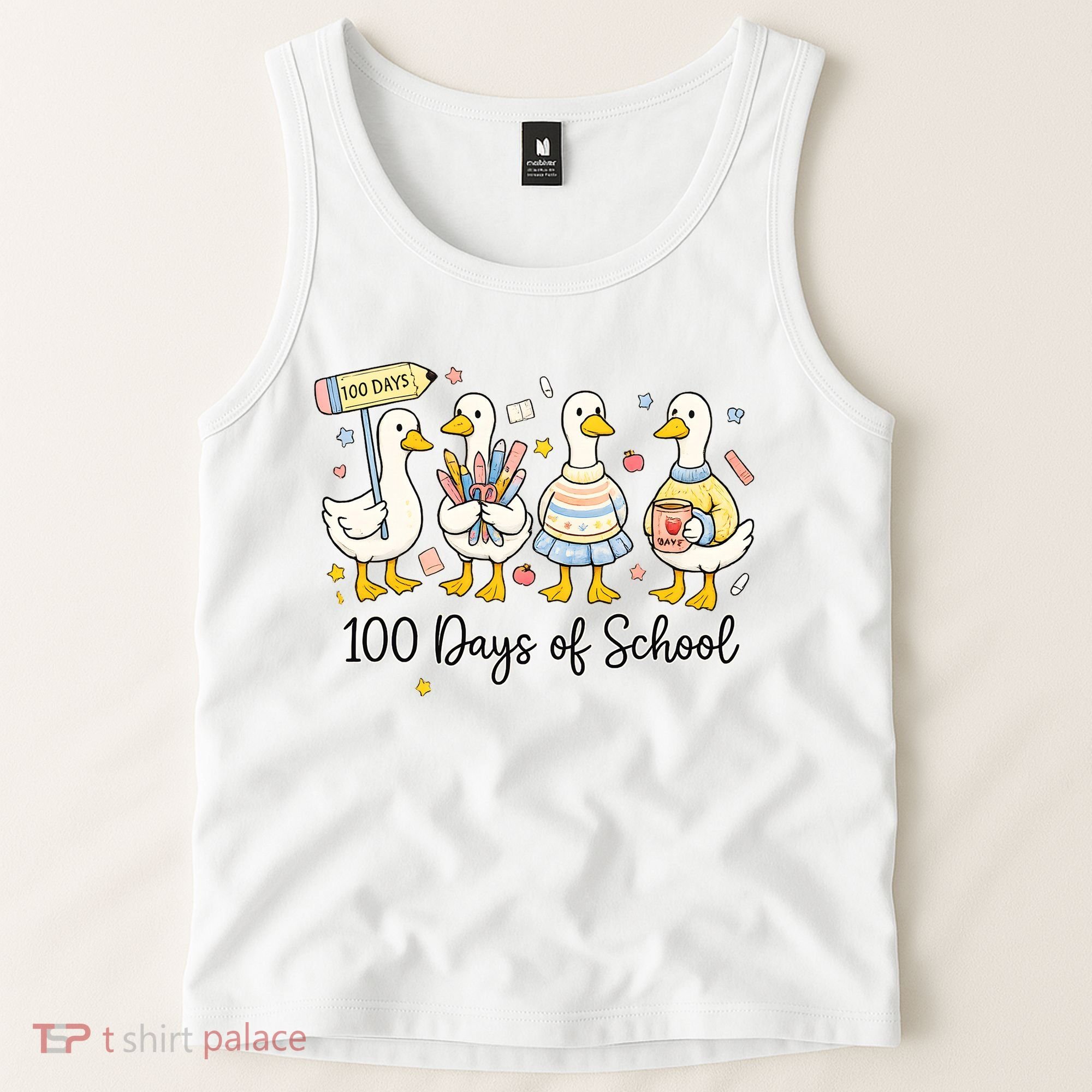 100 Days Of School Ducks Cute Goose Teacher 100th Day Tank Top