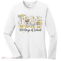 100 Days Of School Ducks Cute Goose Teacher 100th Day Women's Long Sleeve Shirt thumb 0