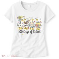 100 Days Of School Ducks Cute Goose Teacher 100th Day Women's T-Shirt thumb 0