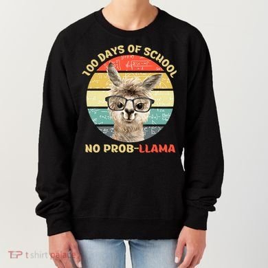 100 Day Of School No Probllama Llama Alpaca Math Nerd Cool Gift Women's Sweatshirt