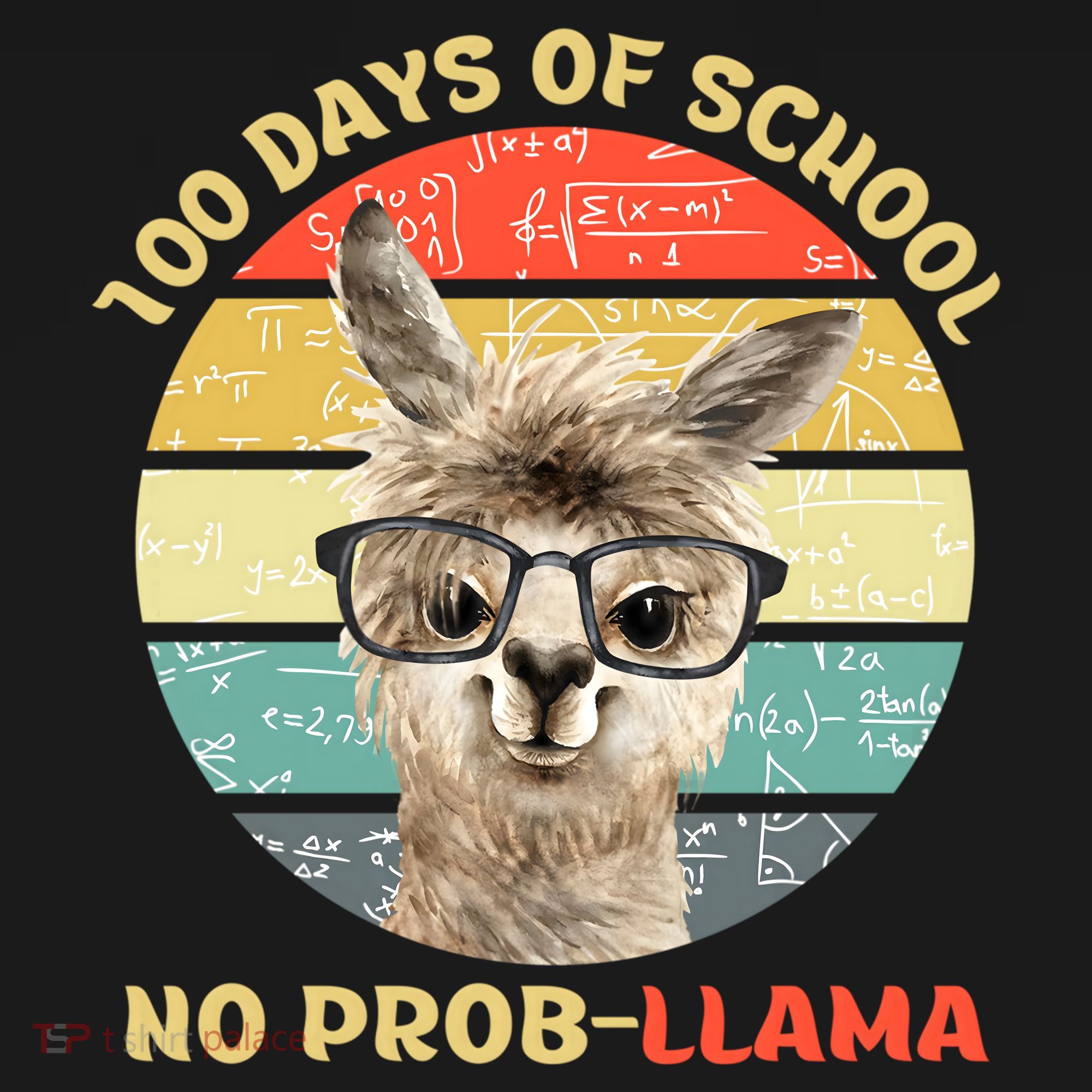 100 Day Of School No Probllama Llama Alpaca Math Nerd Cool Gift Doggie Tank