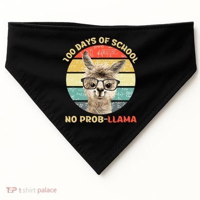 100 Day Of School No Probllama Llama Alpaca Math Nerd Cool Gift USA-Made Doggie Bandana