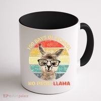 100 Day Of School No Probllama Llama Alpaca Math Nerd Cool Gift Coffee Mug thumb 1