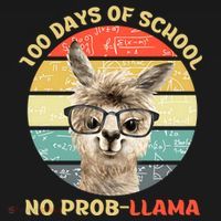 100 Day Of School No Probllama Llama Alpaca Math Nerd Cool Gift Women's Hoodie thumb 2