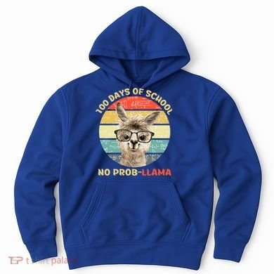 100 Day Of School No Probllama Llama Alpaca Math Nerd Cool Gift Hoodie