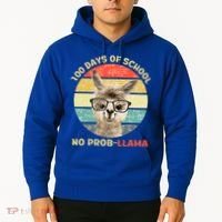 100 Day Of School No Probllama Llama Alpaca Math Nerd Cool Gift Hoodie thumb 2