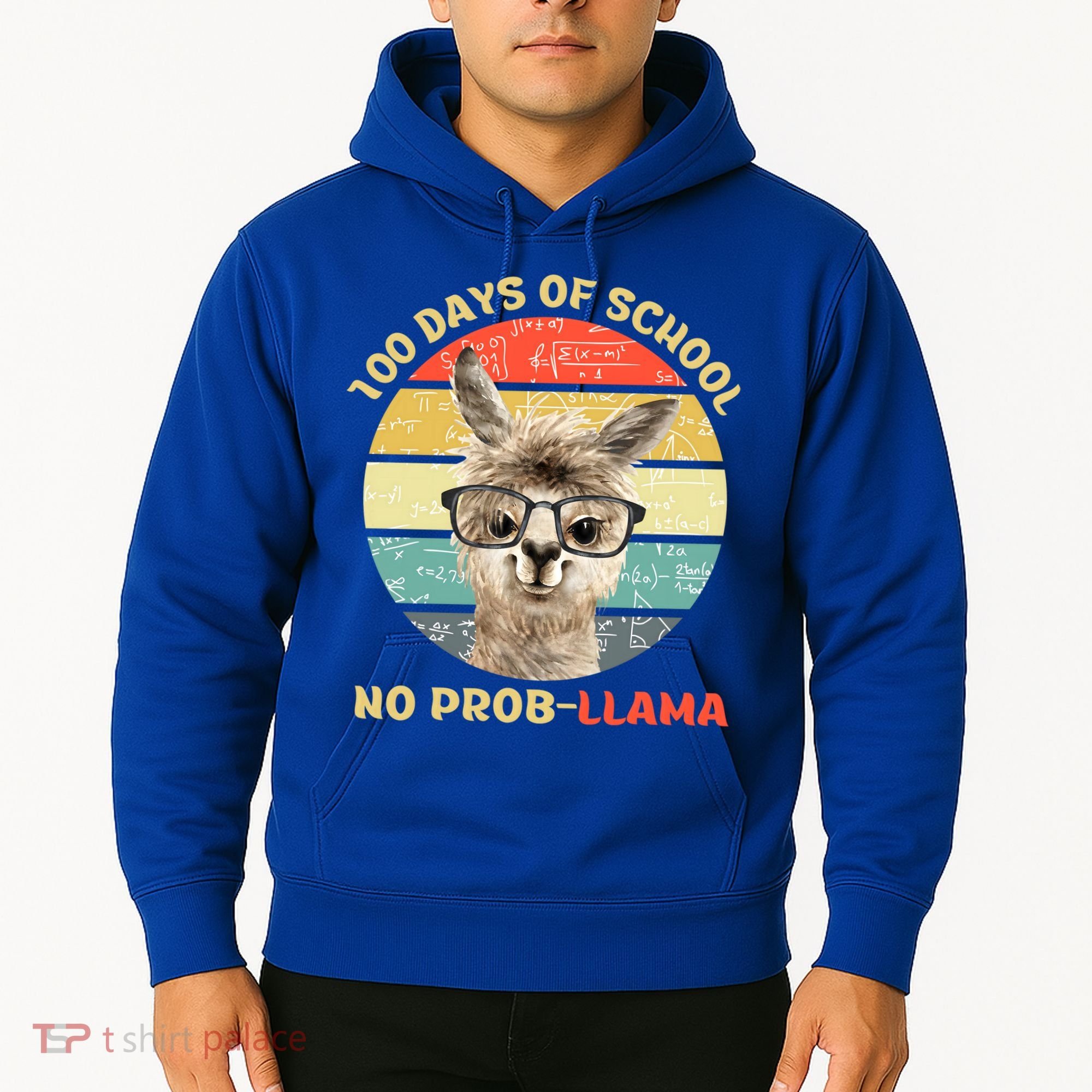 100 Day Of School No Probllama Llama Alpaca Math Nerd Cool Gift Hoodie