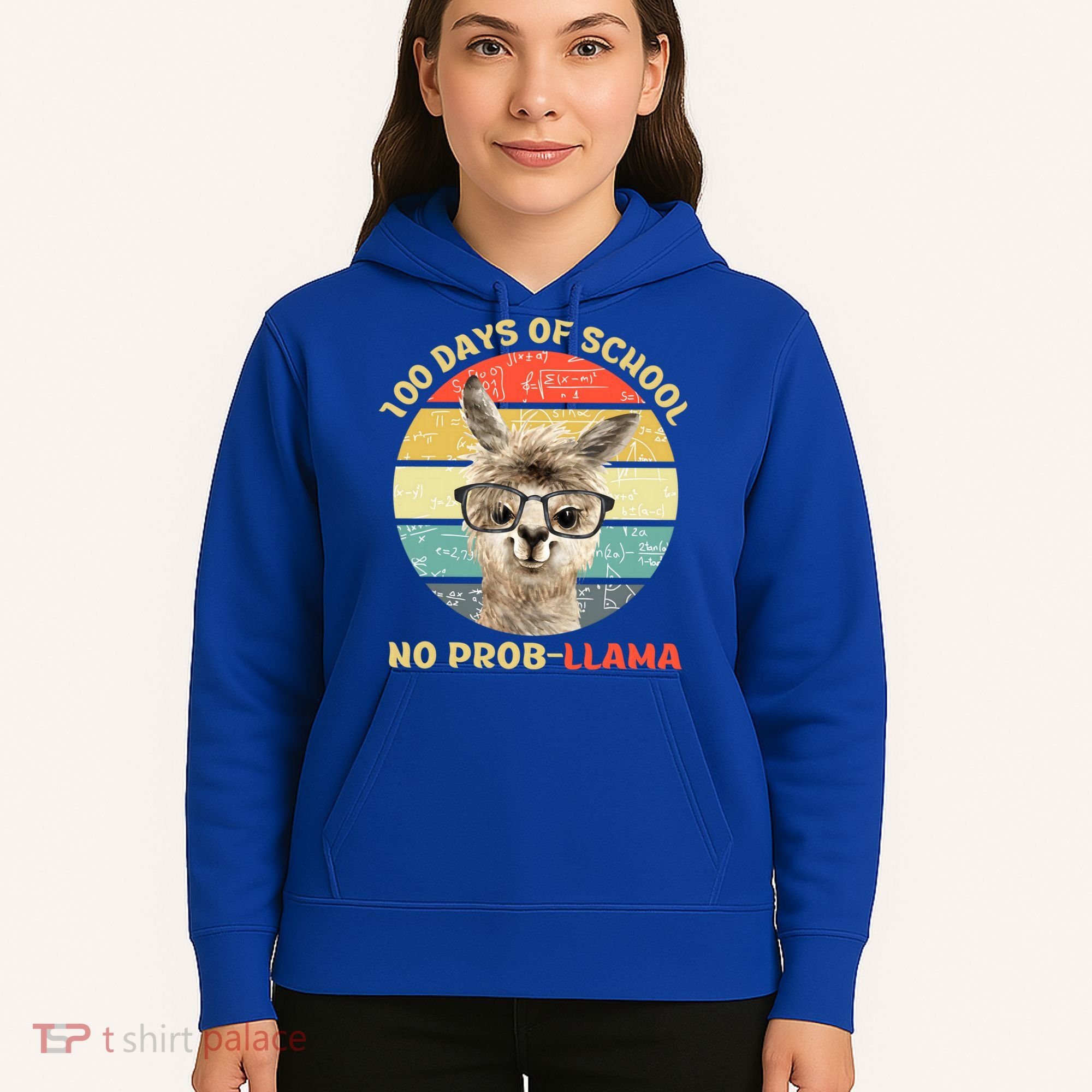 100 Day Of School No Probllama Llama Alpaca Math Nerd Cool Gift Hoodie