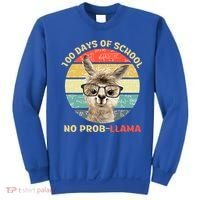 100 Day Of School No Probllama Llama Alpaca Math Nerd Cool Gift Sweatshirt thumb 0