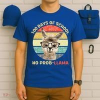 100 Day Of School No Probllama Llama Alpaca Math Nerd Cool Gift T-Shirt thumb 6