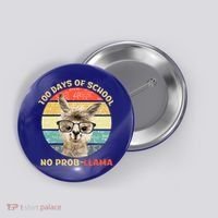 100 Day Of School No Probllama Llama Alpaca Math Nerd Cool Gift Button thumb 0