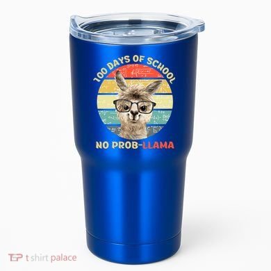 100 Day Of School No Probllama Llama Alpaca Math Nerd Cool Gift Tumbler