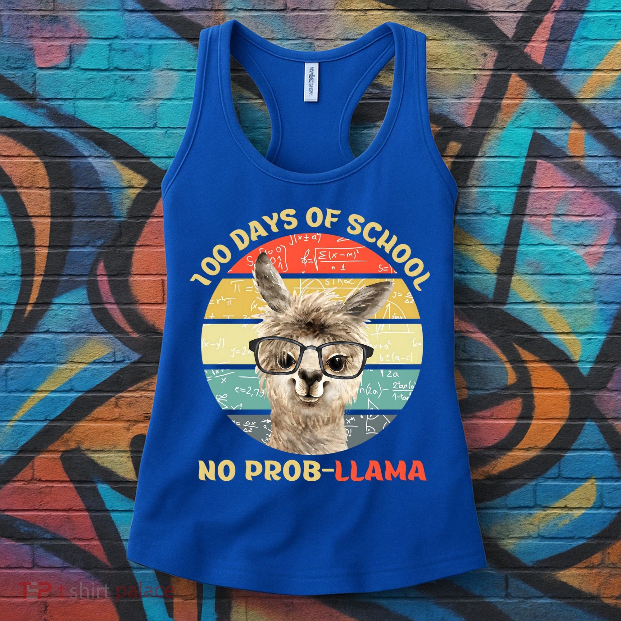 100 Day Of School No Probllama Llama Alpaca Math Nerd Cool Gift Women's Tank Top