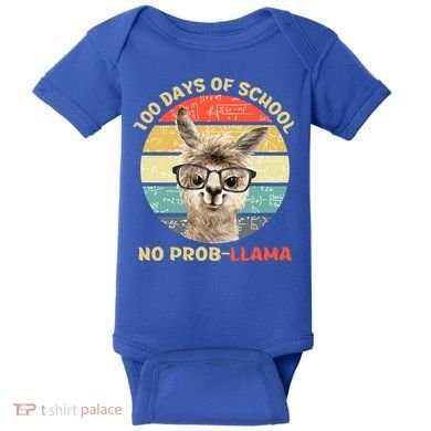 100 Day Of School No Probllama Llama Alpaca Math Nerd Cool Gift Baby Bodysuit