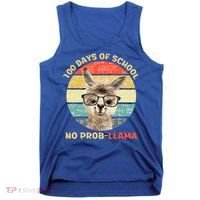 100 Day Of School No Probllama Llama Alpaca Math Nerd Cool Gift Tank Top thumb 0