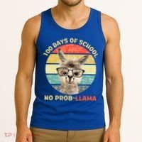 100 Day Of School No Probllama Llama Alpaca Math Nerd Cool Gift Tank Top thumb 3