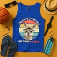 100 Day Of School No Probllama Llama Alpaca Math Nerd Cool Gift Tank Top thumb 4