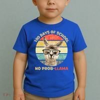 100 Day Of School No Probllama Llama Alpaca Math Nerd Cool Gift Toddler T-Shirt thumb 2