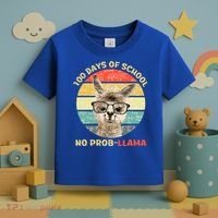 100 Day Of School No Probllama Llama Alpaca Math Nerd Cool Gift Toddler T-Shirt thumb 3