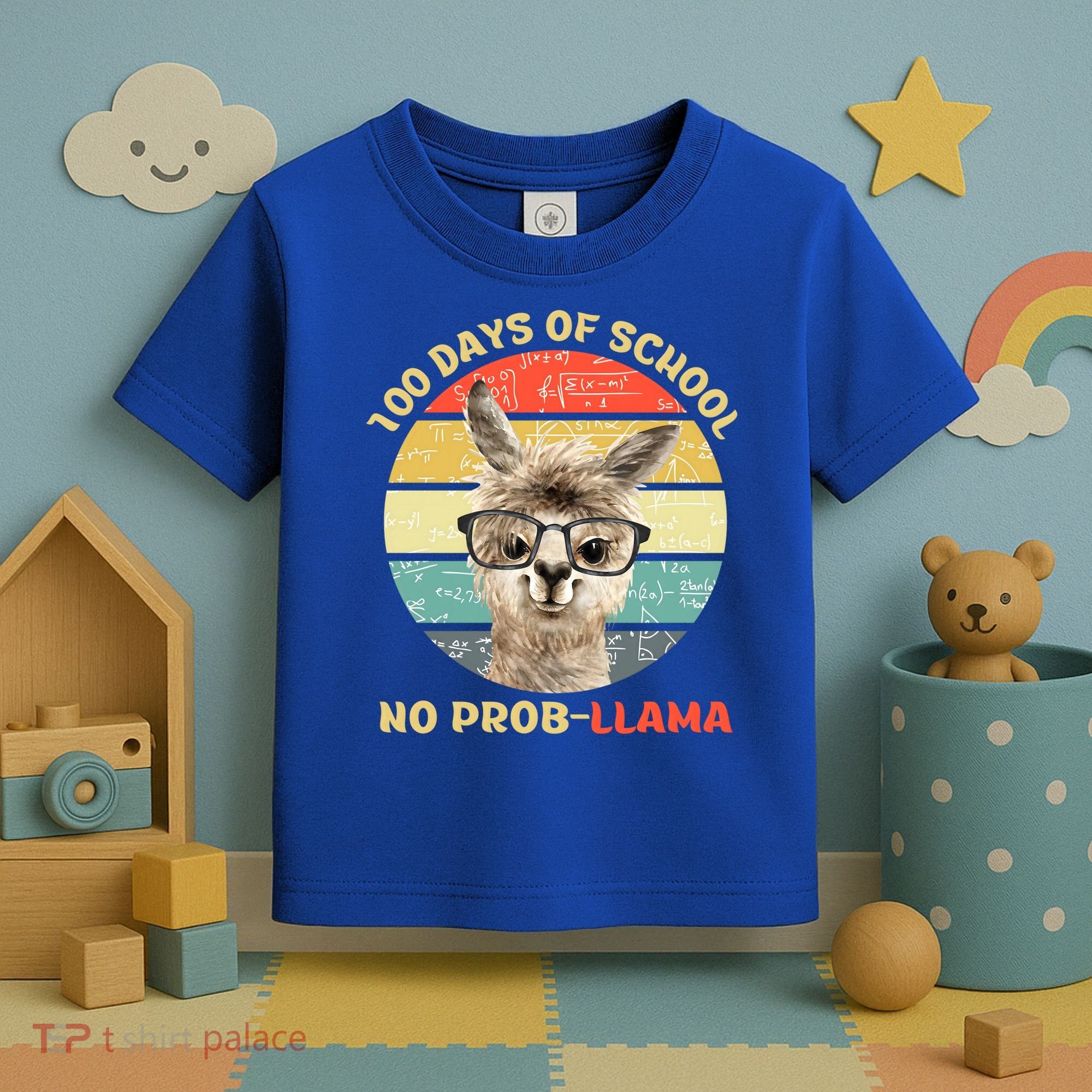 100 Day Of School No Probllama Llama Alpaca Math Nerd Cool Gift Toddler T-Shirt