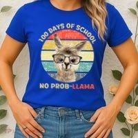 100 Day Of School No Probllama Llama Alpaca Math Nerd Cool Gift Women's T-Shirt thumb 2