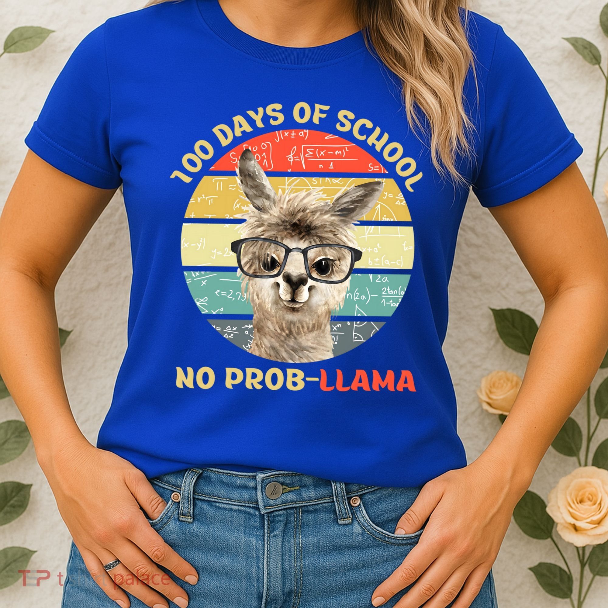 100 Day Of School No Probllama Llama Alpaca Math Nerd Cool Gift Women's T-Shirt