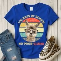 100 Day Of School No Probllama Llama Alpaca Math Nerd Cool Gift Women's T-Shirt thumb 3