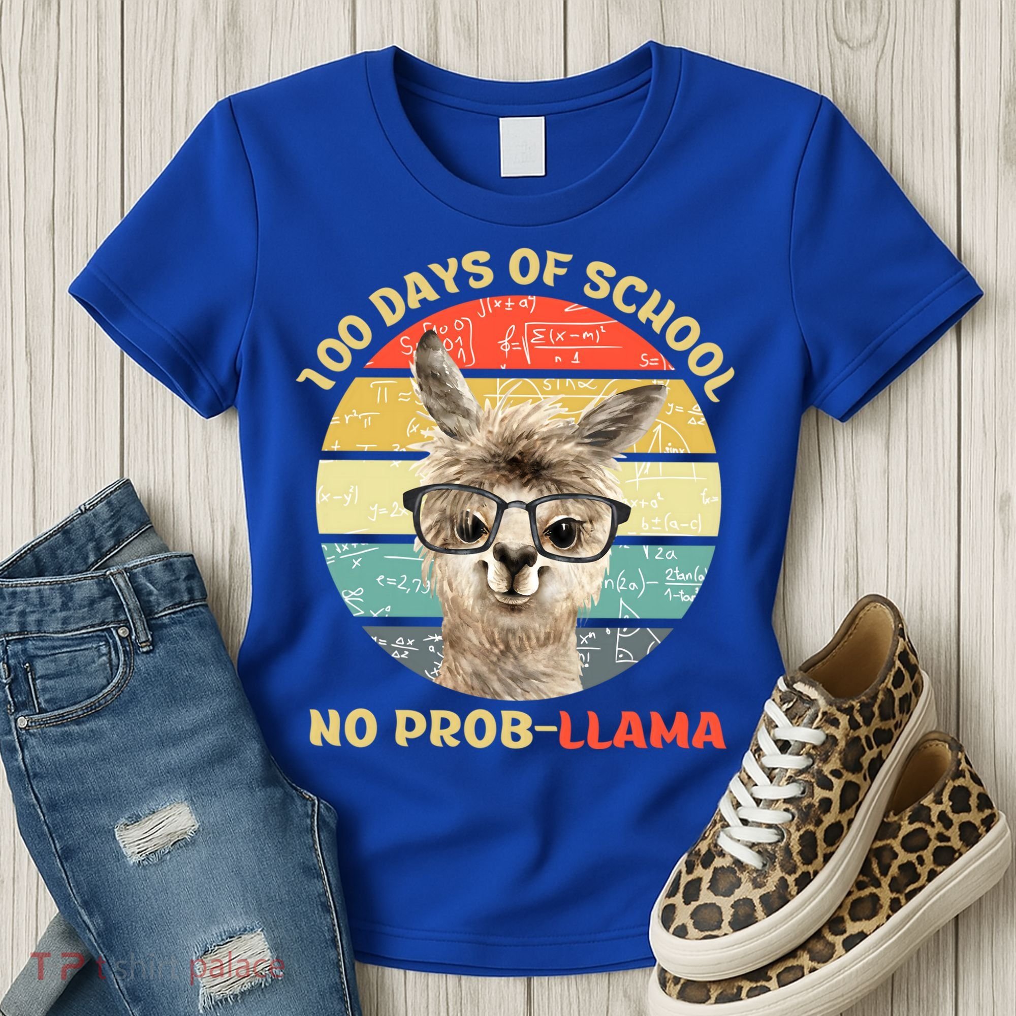 100 Day Of School No Probllama Llama Alpaca Math Nerd Cool Gift Women's T-Shirt