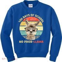 100 Day Of School No Probllama Llama Alpaca Math Nerd Cool Gift Kids Sweatshirt thumb 0