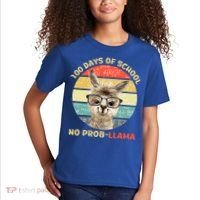 100 Day Of School No Probllama Llama Alpaca Math Nerd Cool Gift Kids T-Shirt thumb 2