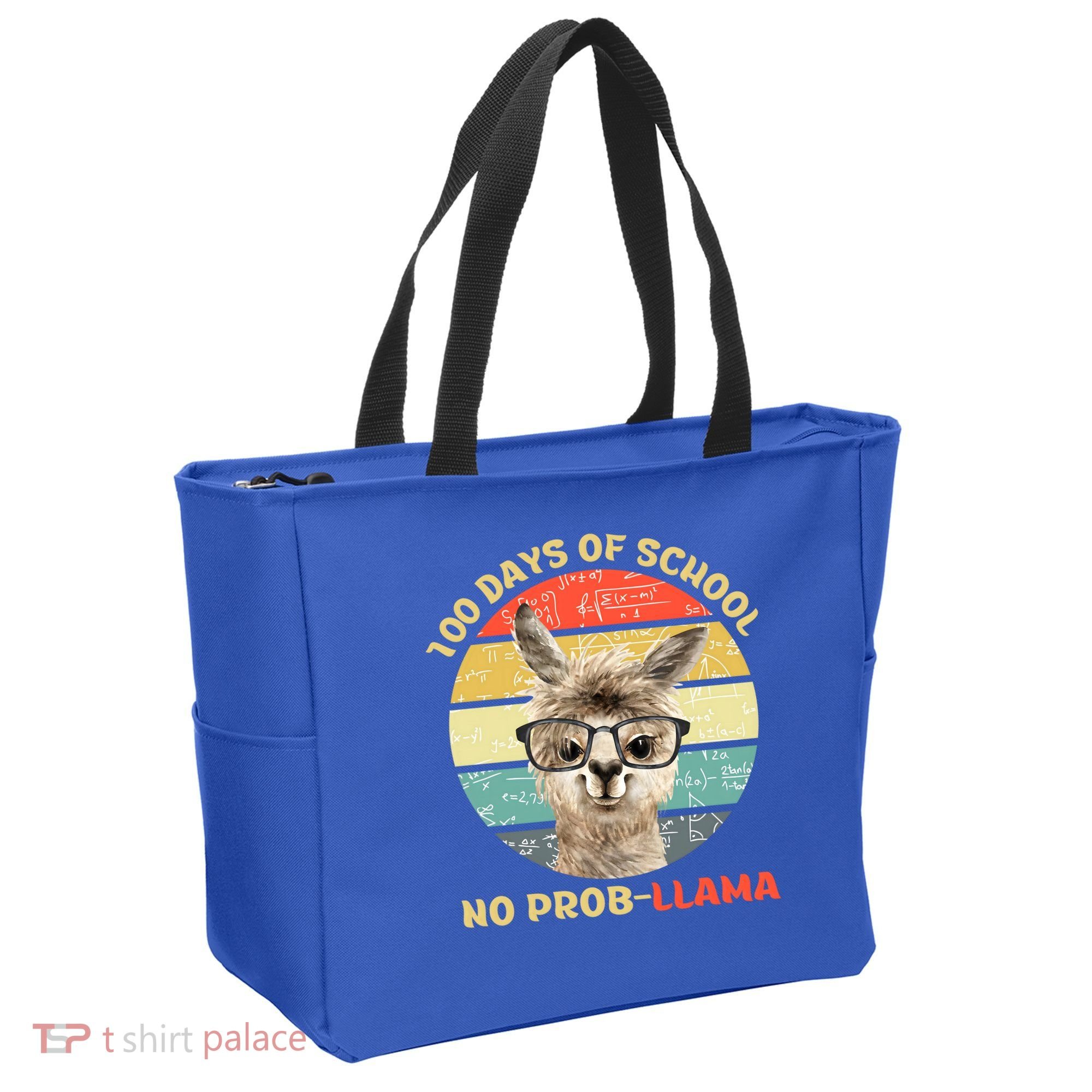 100 Day Of School No Probllama Llama Alpaca Math Nerd Cool Gift Tote Bag