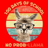 100 Day Of School No Probllama Llama Alpaca Math Nerd Cool Gift Santa Hat thumb 1