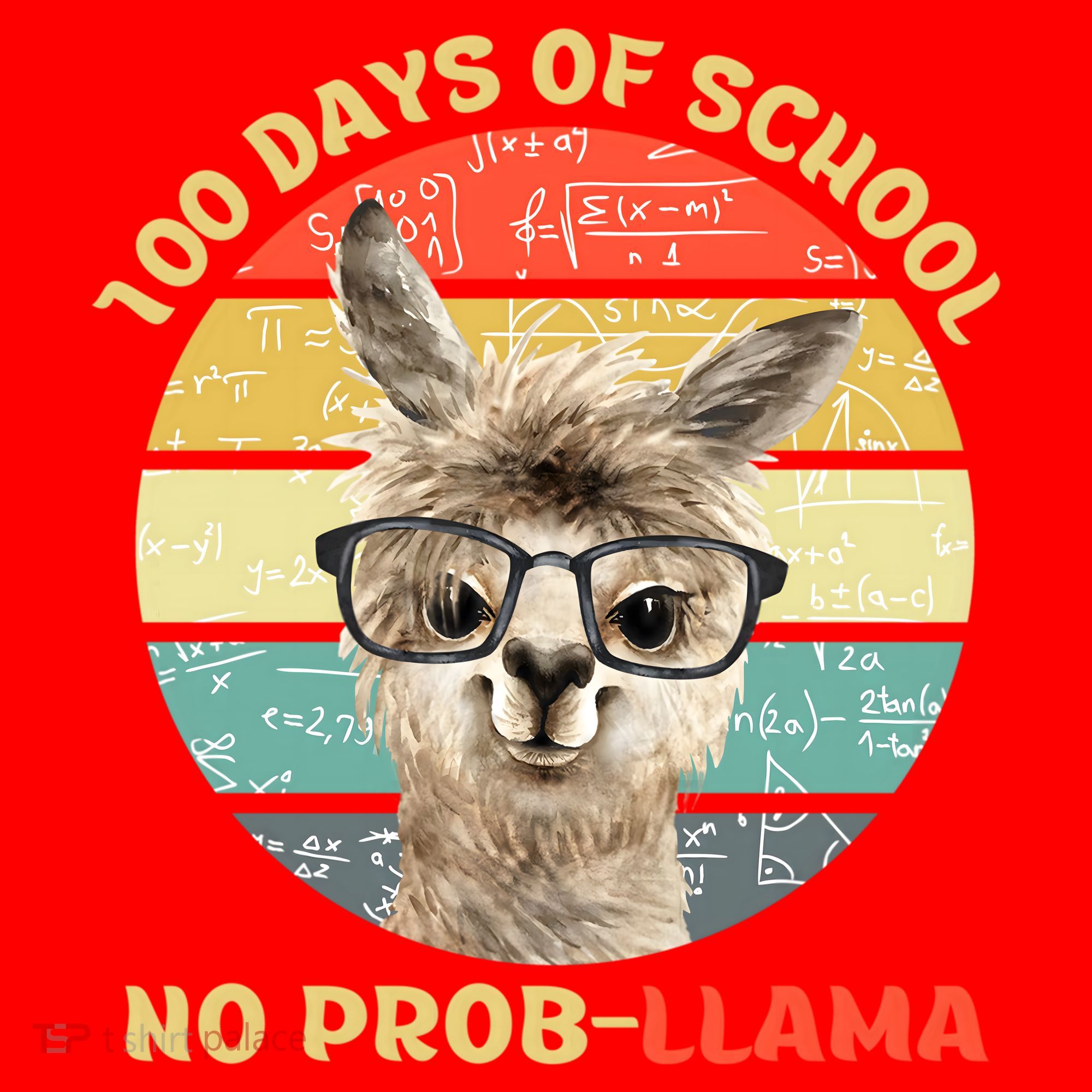 100 Day Of School No Probllama Llama Alpaca Math Nerd Cool Gift Santa Hat
