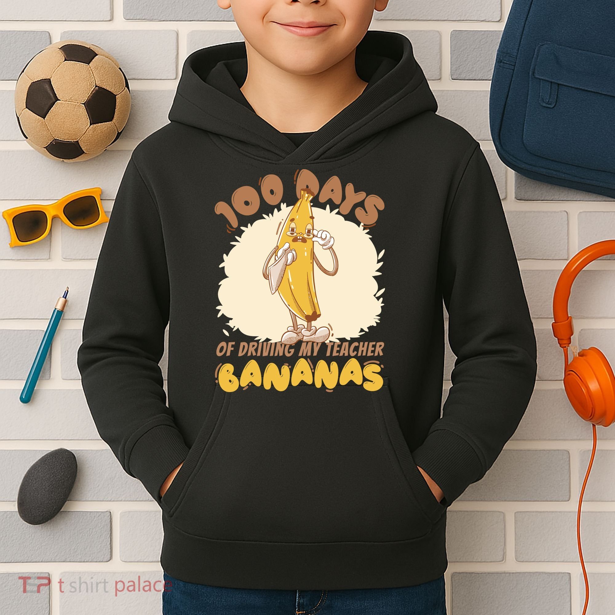 100 Days Of Driving My Teacher Bananas Funny Kids Hoodie