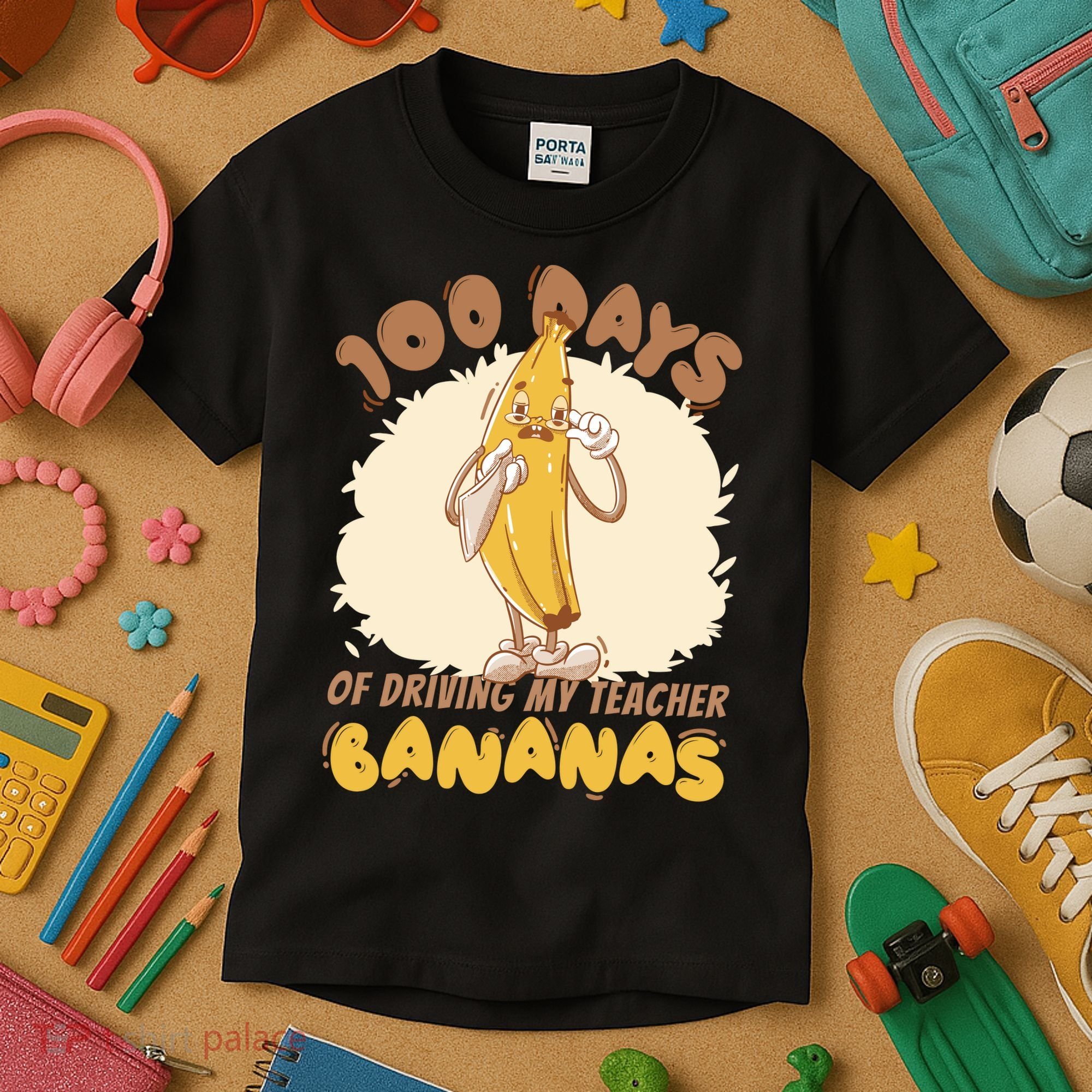 100 Days Of Driving My Teacher Bananas Funny Kids T-Shirt