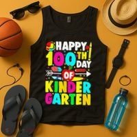 100 Days Of Kindergarten Happy 100th Day Of School Tank Top thumb 4