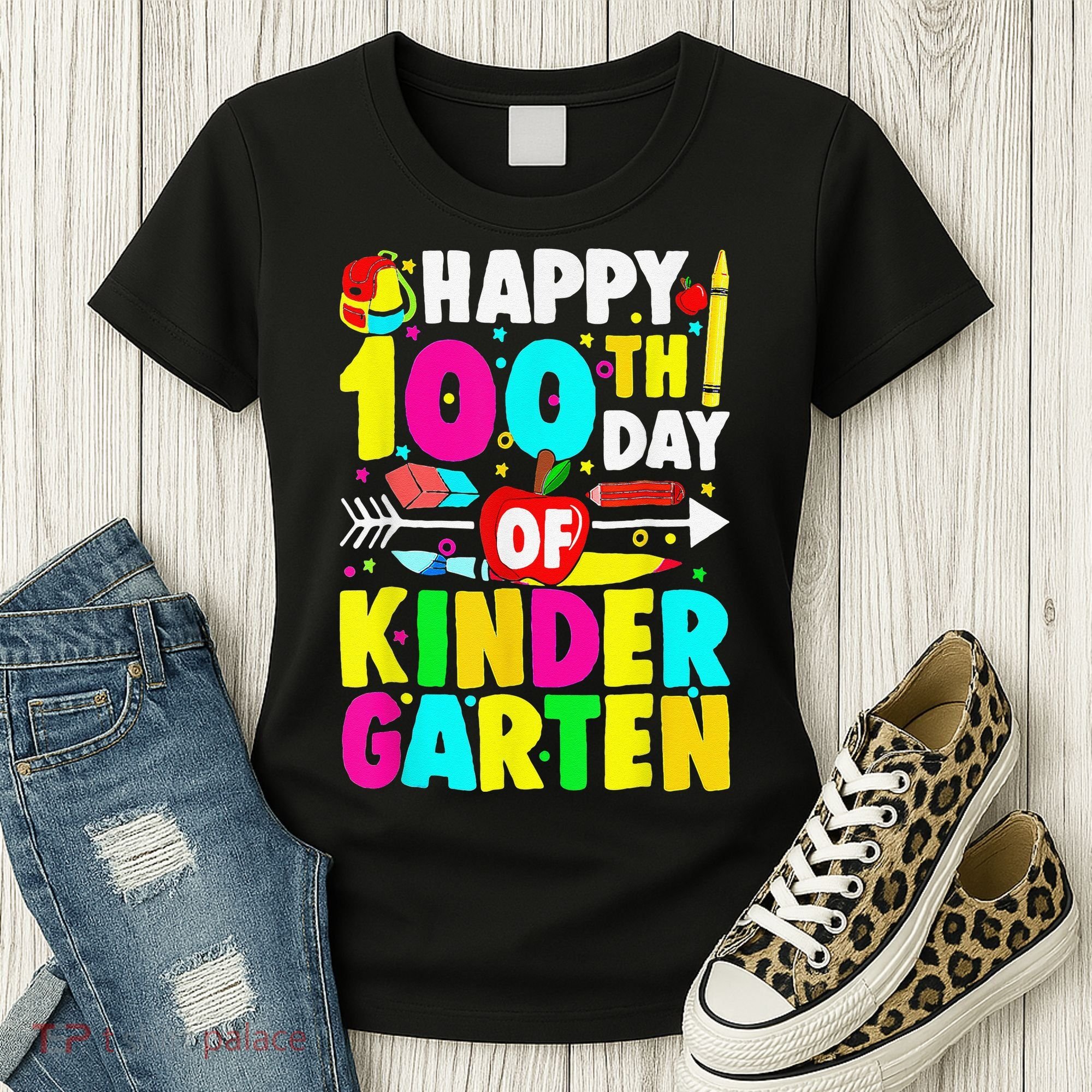 100 Days Of Kindergarten Happy 100th Day Of School Women's T-Shirt