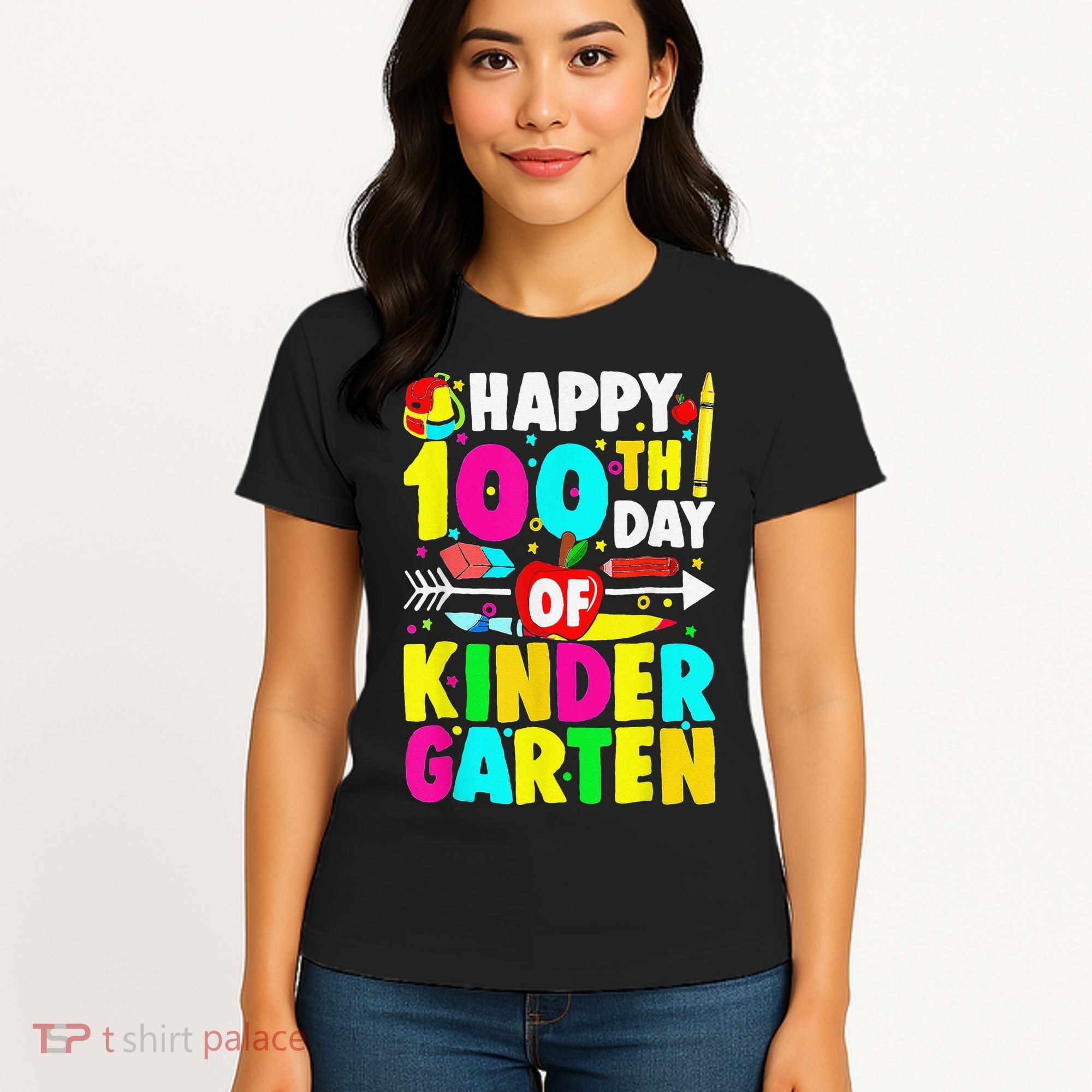 100 Days Of Kindergarten Happy 100th Day Of School Women's T-Shirt