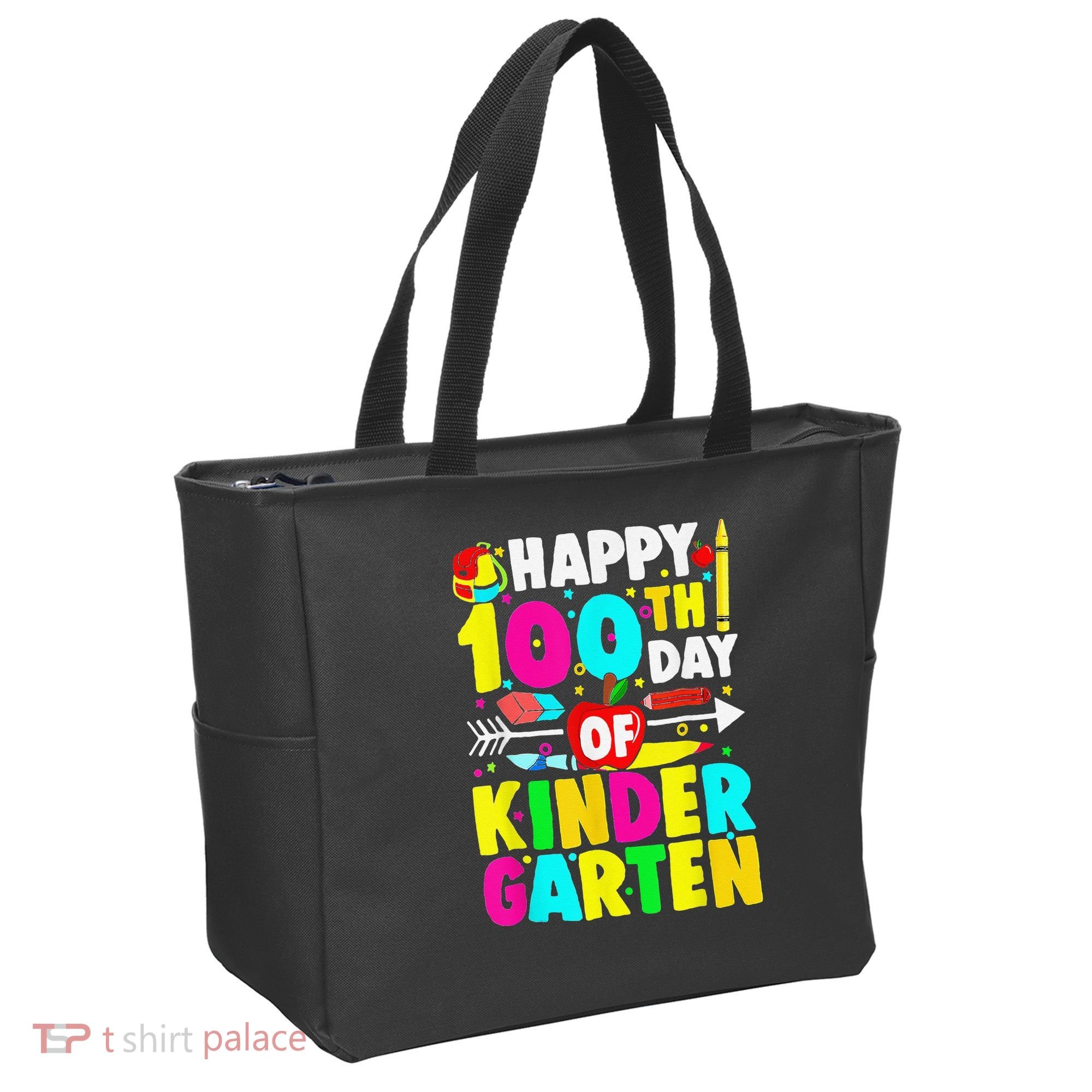 100 Days Of Kindergarten Happy 100th Day Of School Tote Bag